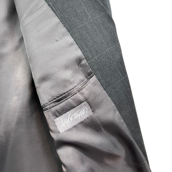 Albert Nipon Lord & Taylor 2 Pcs Suit 3 Button Gray Window Pane Men‎ Size 40L - Picture 5 of 13
